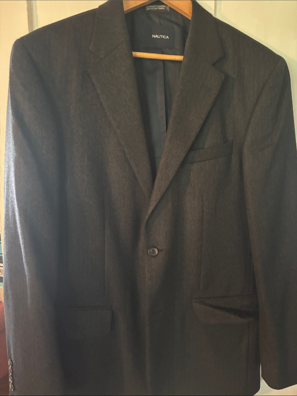 Nautica Men's Brown Single-Button Notch Lapel Sport Coat
